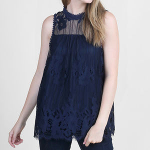 Altar'd State Blue Victorian Lace Top